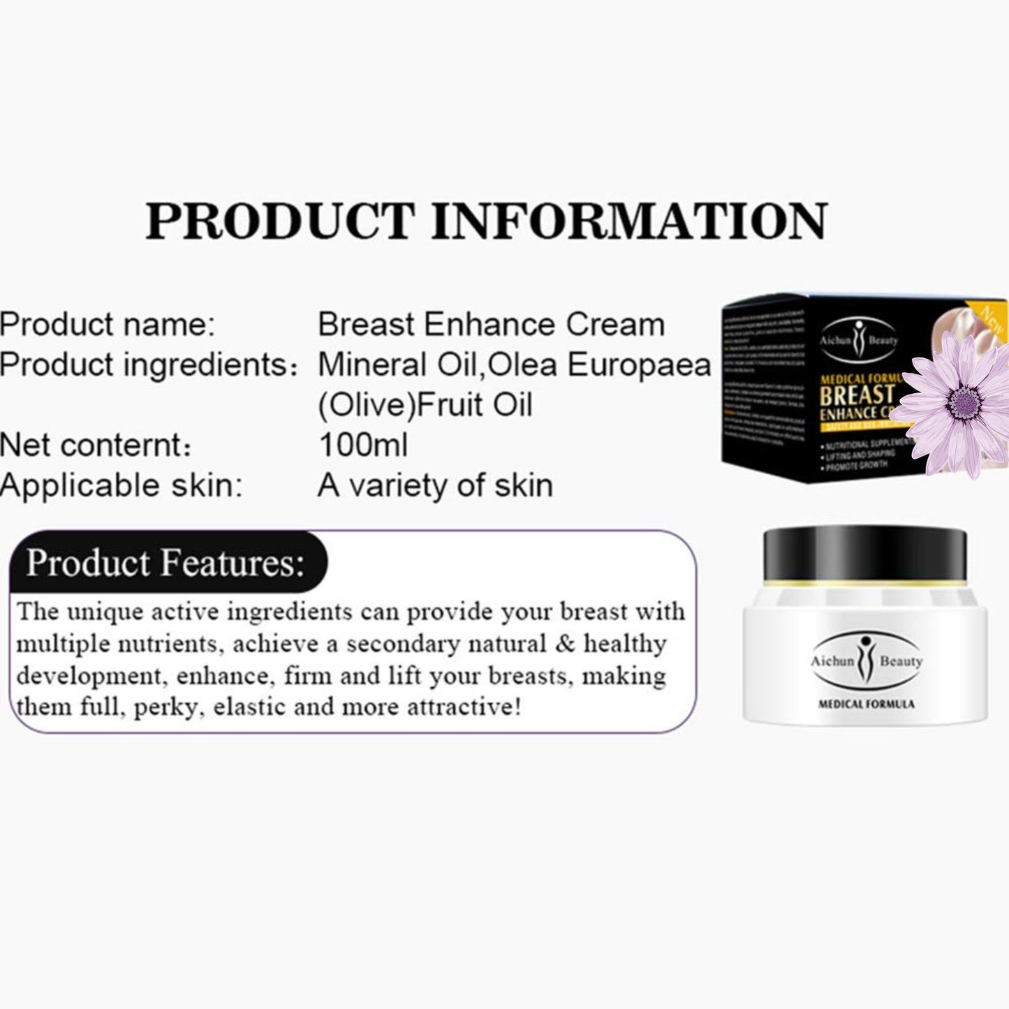Aichun Beauty Breast Enhance Cream Medical Formula