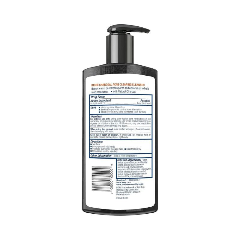 Biore Charcoal Acne Clearing Cleanser Free Your Pores