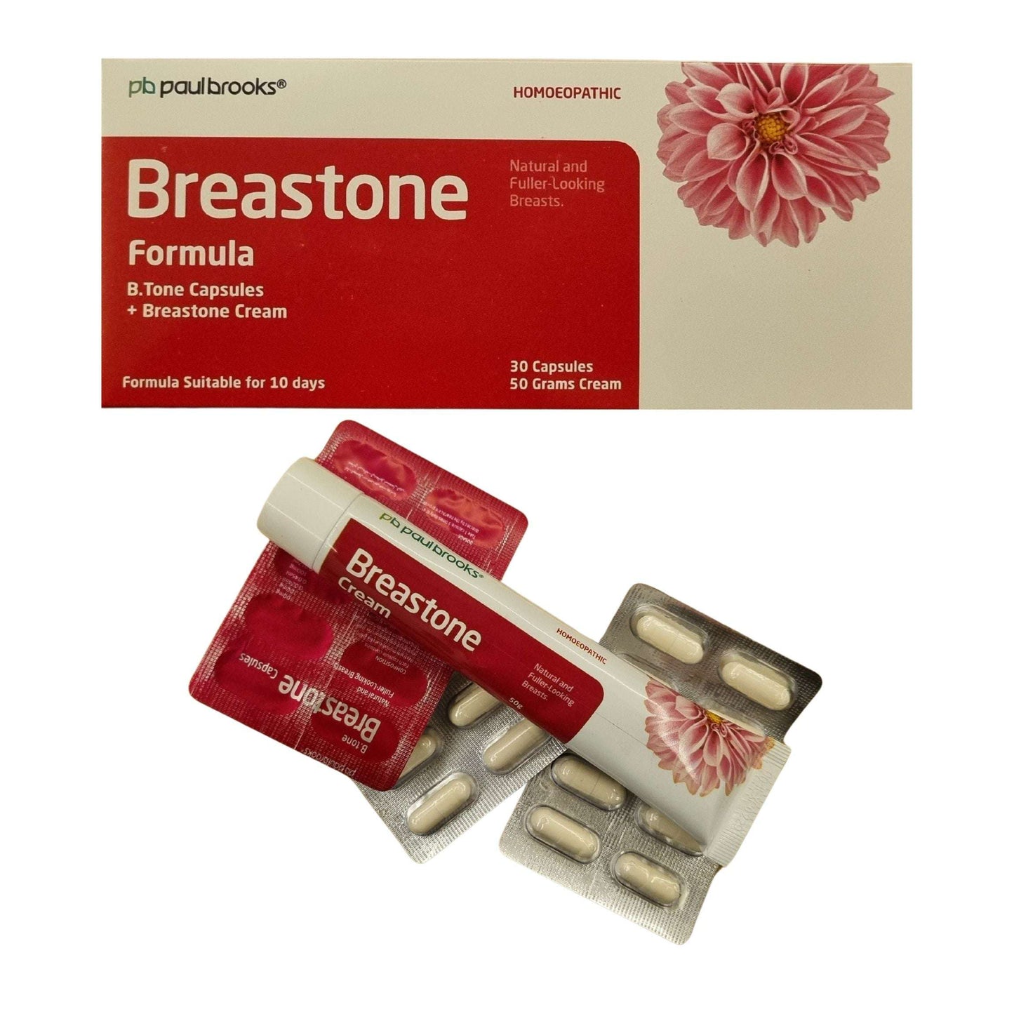 Paulbrooks Breastone Formula - B.Tone 30 Capsules & Breastone Cream Combo