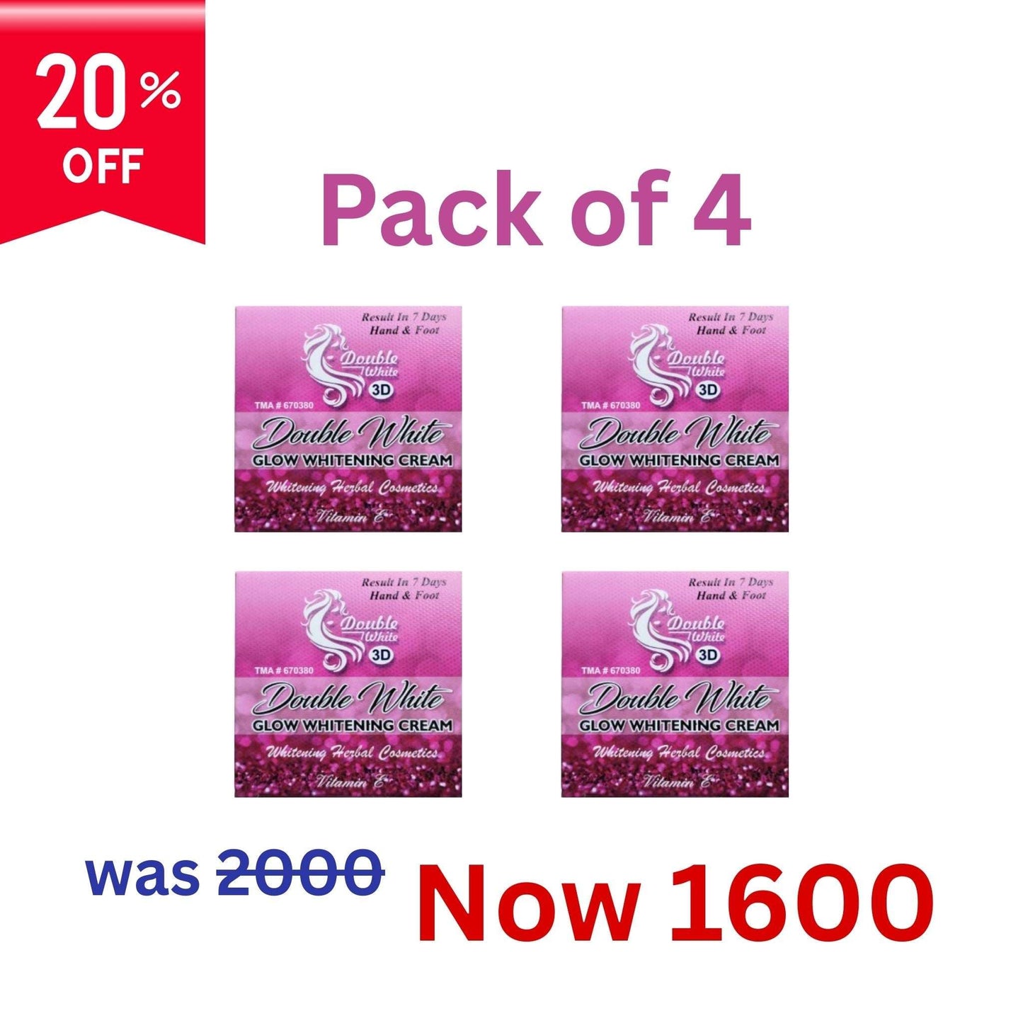 Double White Hand & Foot Whitening Cream - Pack of 4