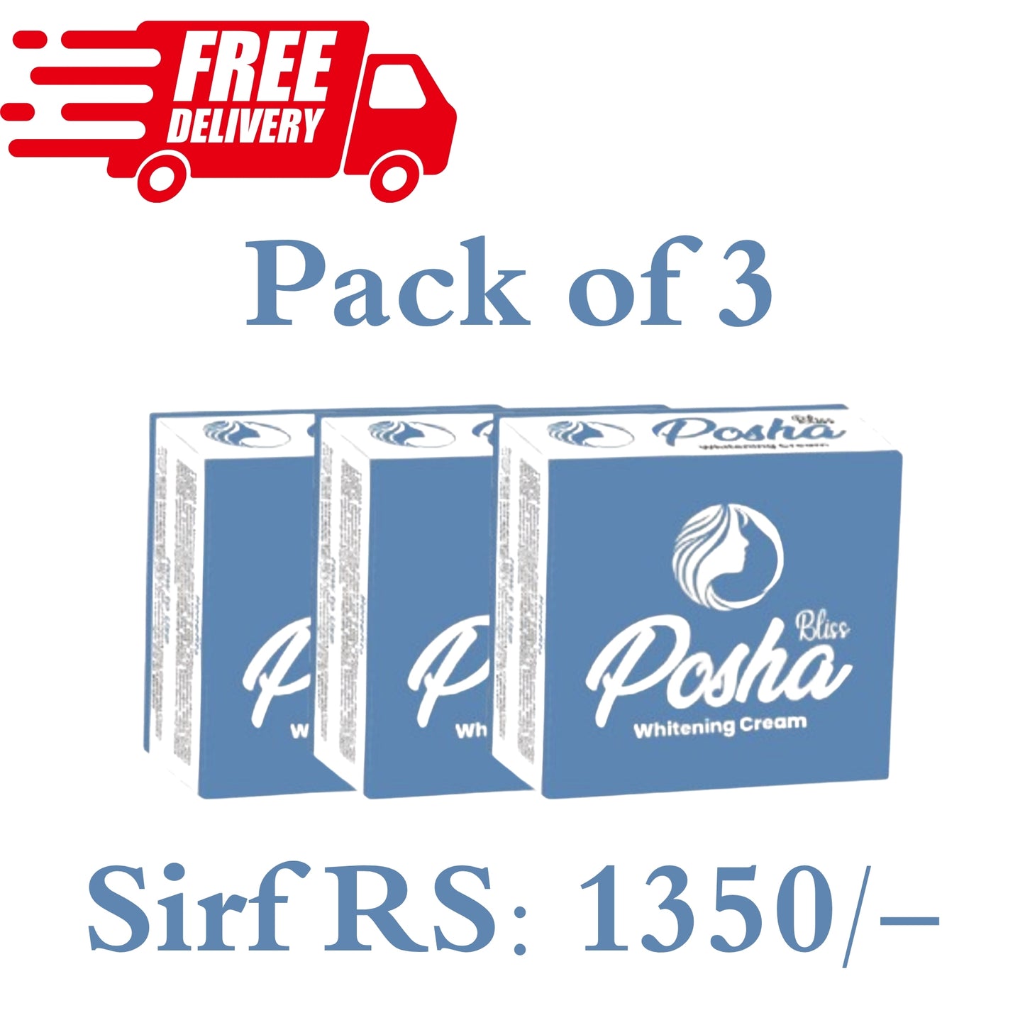 Posha Bliss Whitening Cream Pack of 3 - Mega Value