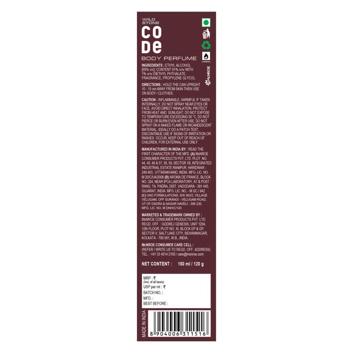 Wild Stone CODE Iridium Body Perfume