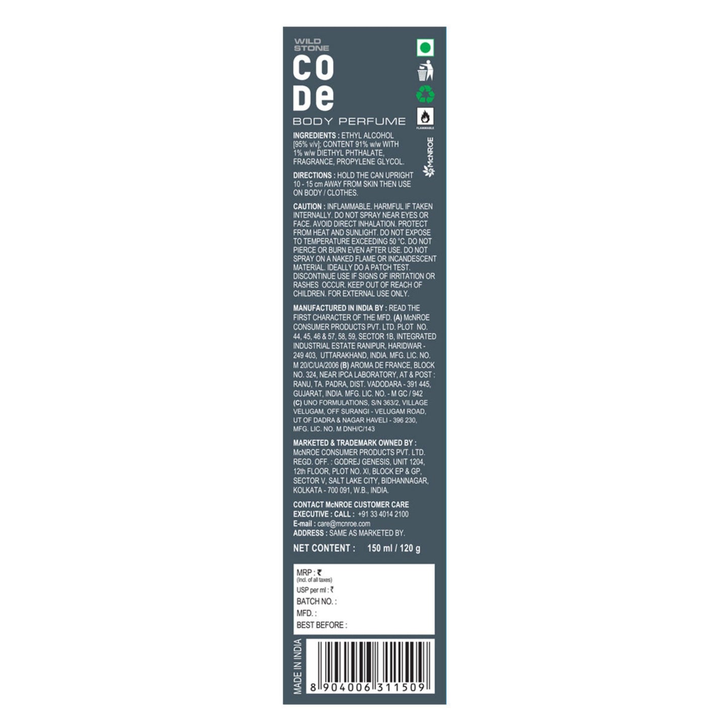 Wild Stone CODE Platinum Body Spray