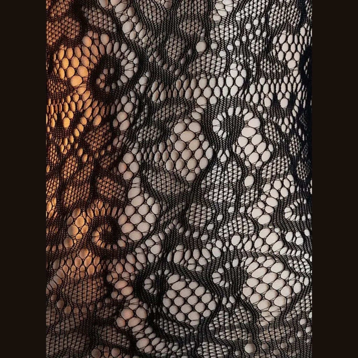 Women's Elegant Black Lace Mesh Bodysuit with Thigh High Stockings