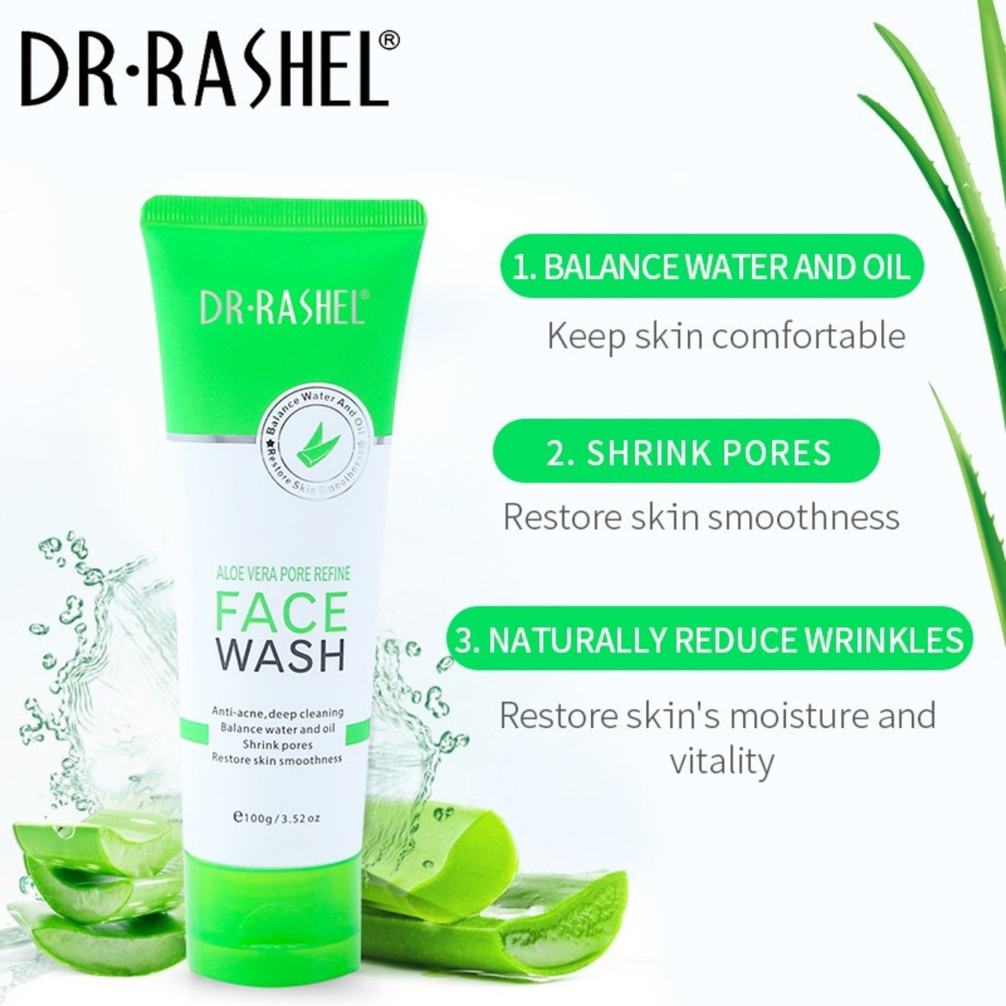 Aloe Vera Face Wash by Dr. Rashel - Pore Refining Cleanser 100g