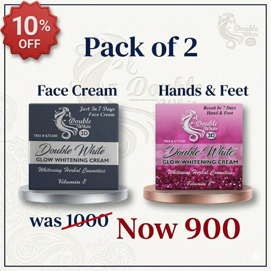 Double White 3D Glow Whitening Cream for face hands and feet bundle