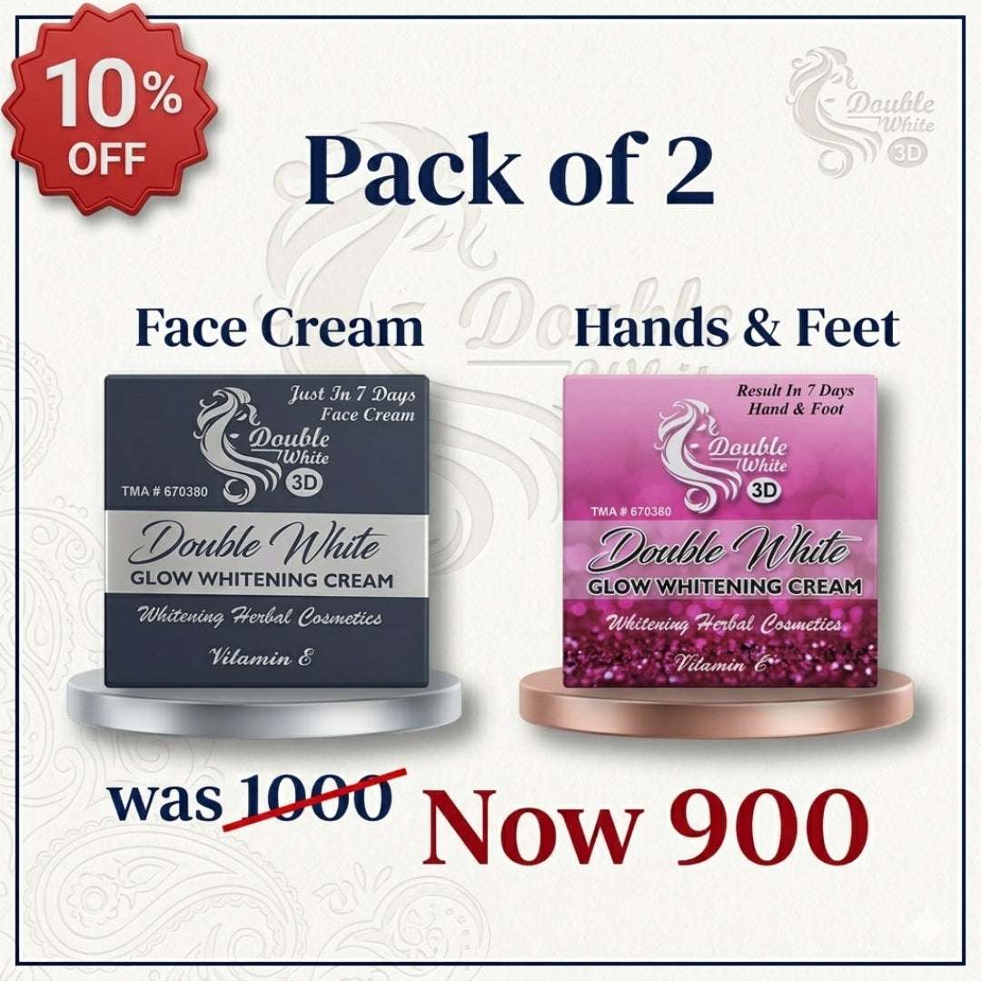 Double White 3D Glow Whitening Cream for face hands and feet bundle