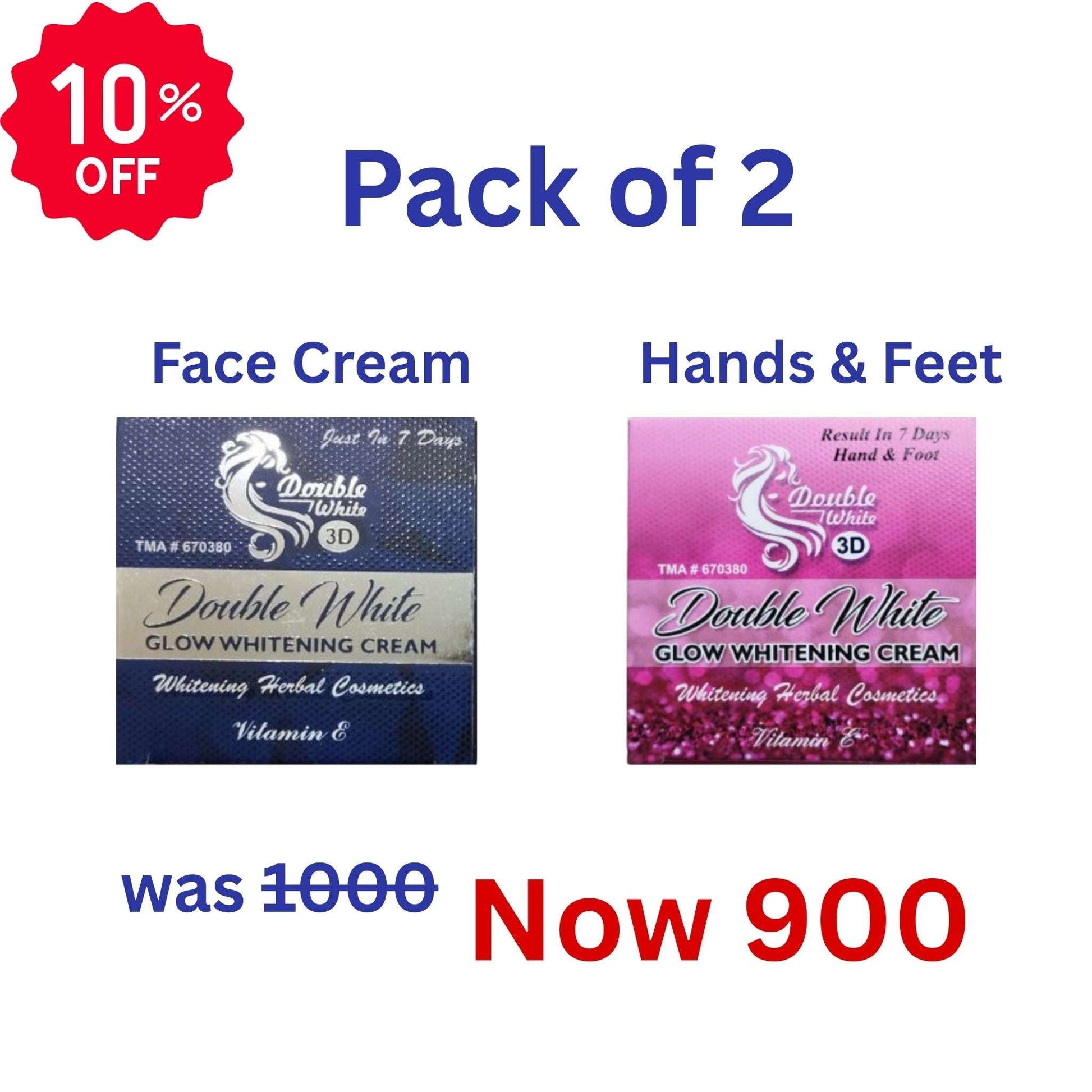 Double White Face Cream + Hands & Feet Whitening Cream - Pack of 2