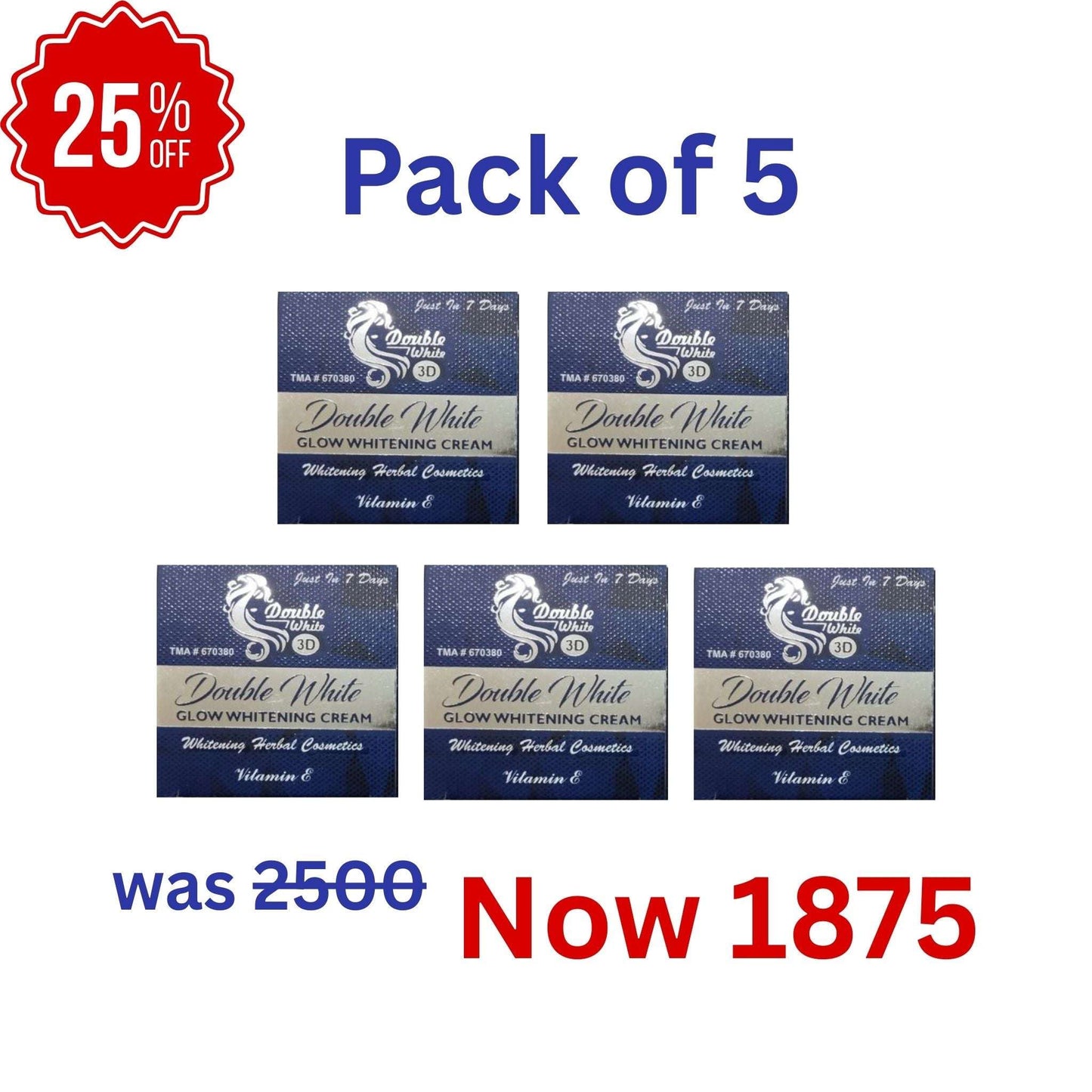 Double White Whitening Cream 3D With Vitamin E - Pack of 5