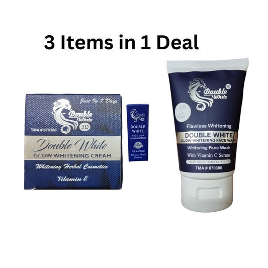 Double White Whitening Deal (Cream + Serum + Face Wash) - Pack Of 3