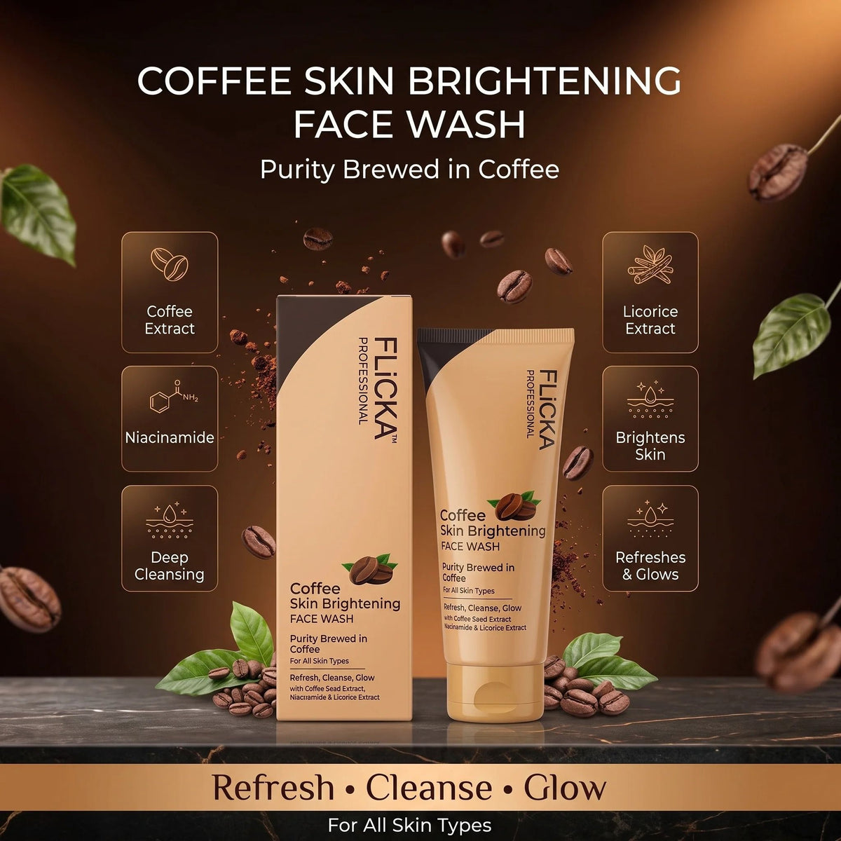 FLiCKA Professional Coffee Skin Brightening Face Wash