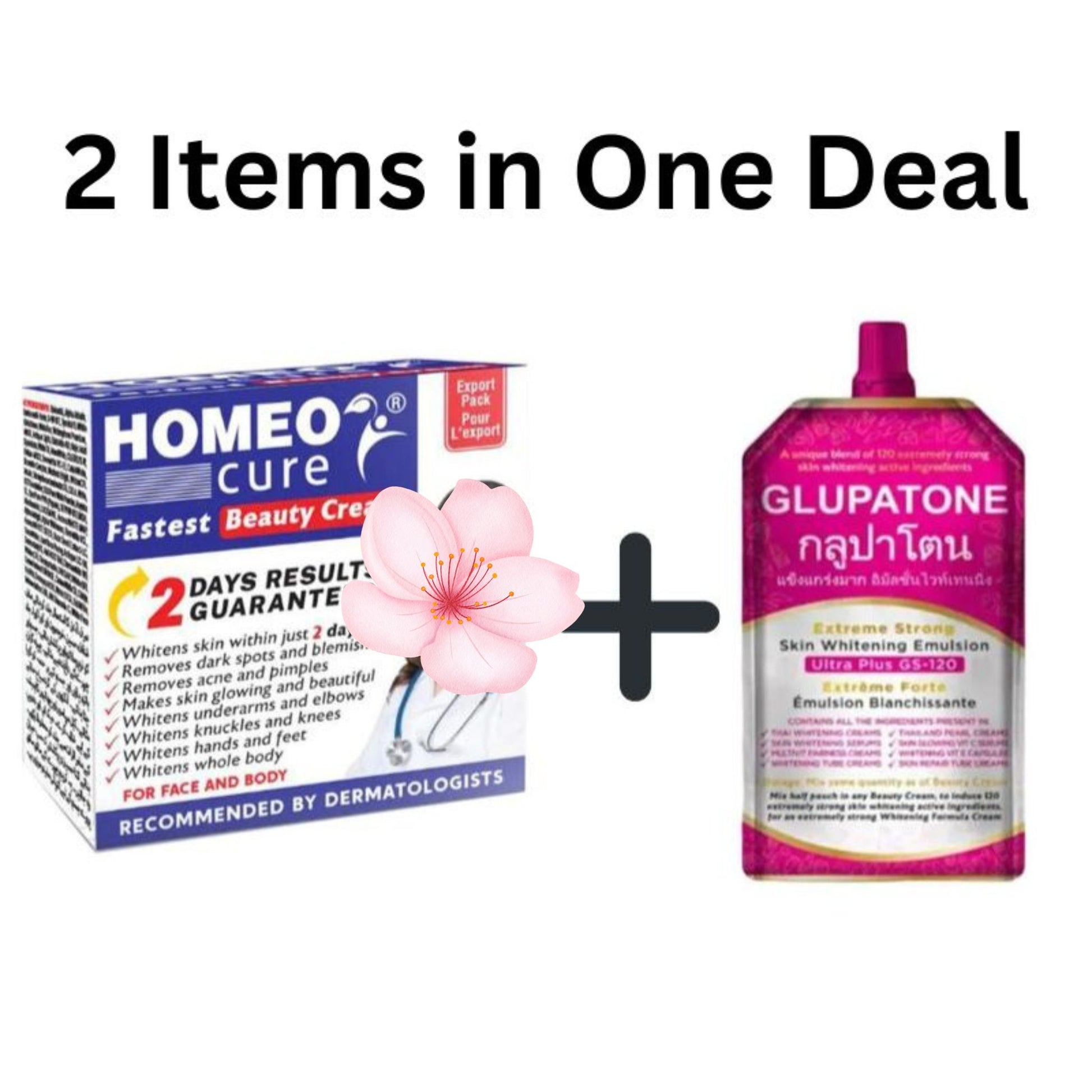 Homeo Cure Beauty Cream + Glupatone Whitening Emulsion Combo