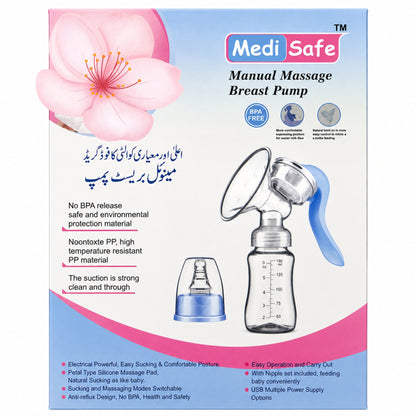 Medi Safe Manual Massage Breast Pump - BPA Free Nursing System