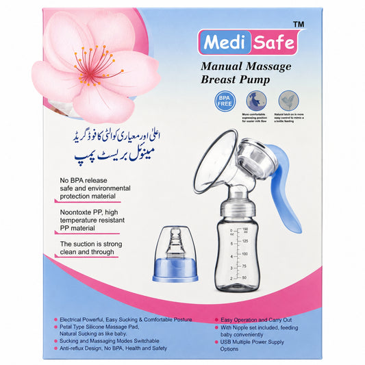 Medi Safe Manual Massage Breast Pump - BPA Free Nursing System