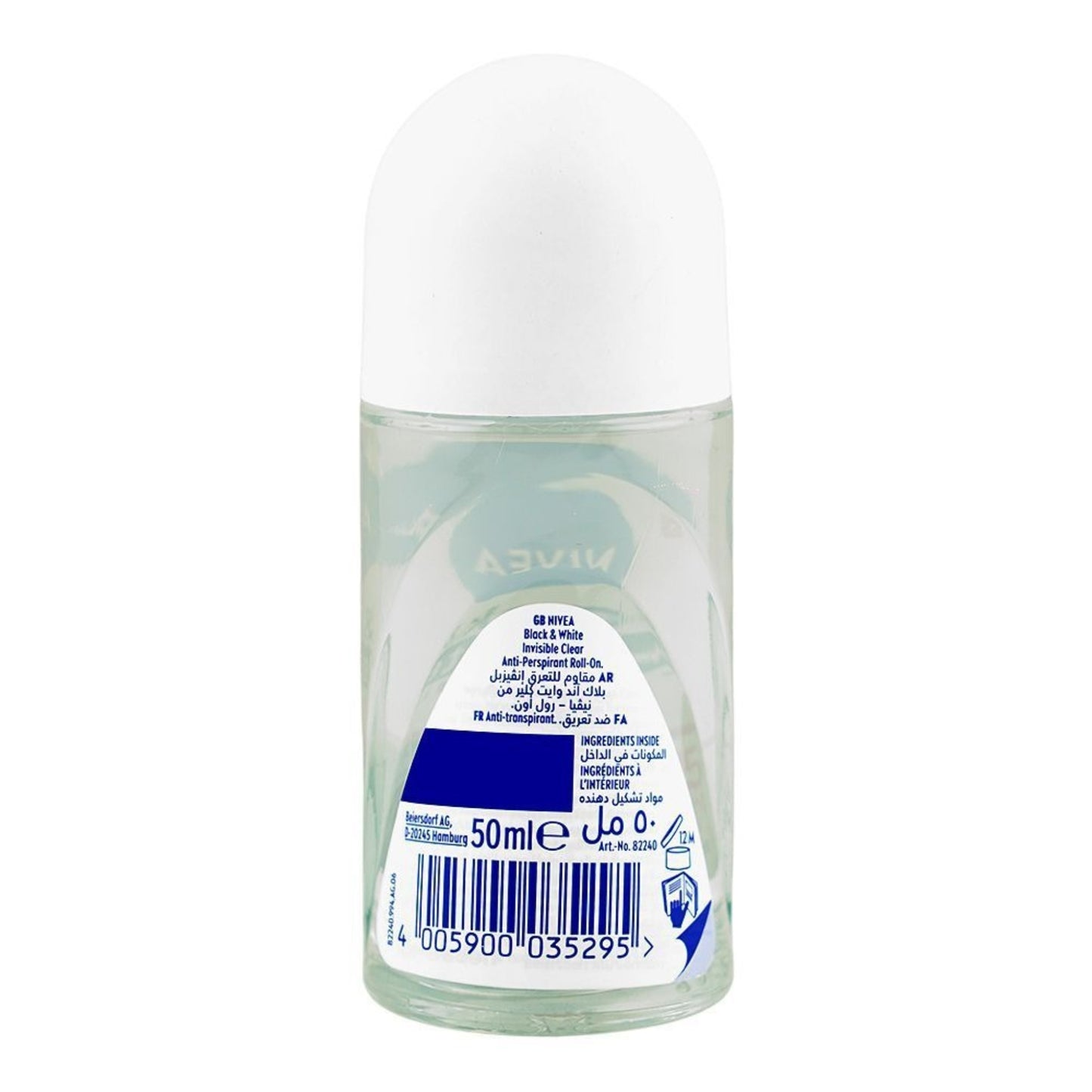 Nivea Black and White Invisible Clear Roll-On (50ml) | 72h Protection