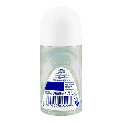 Nivea Black and White Invisible Clear Roll-On (50ml) | 72h Protection