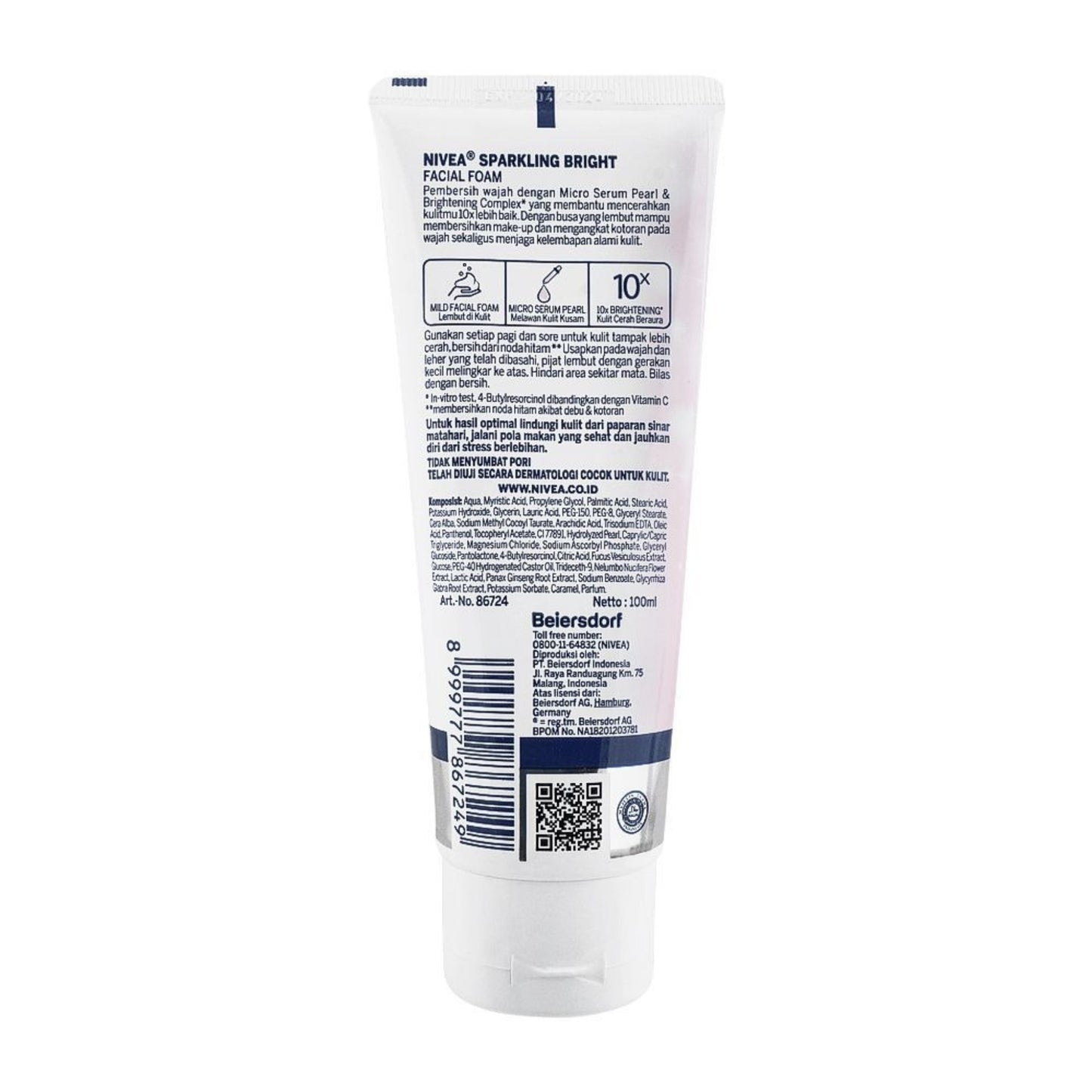 Nivea Sparkling Bright Facial Foam - 10x Brightening Cleanser 100ml