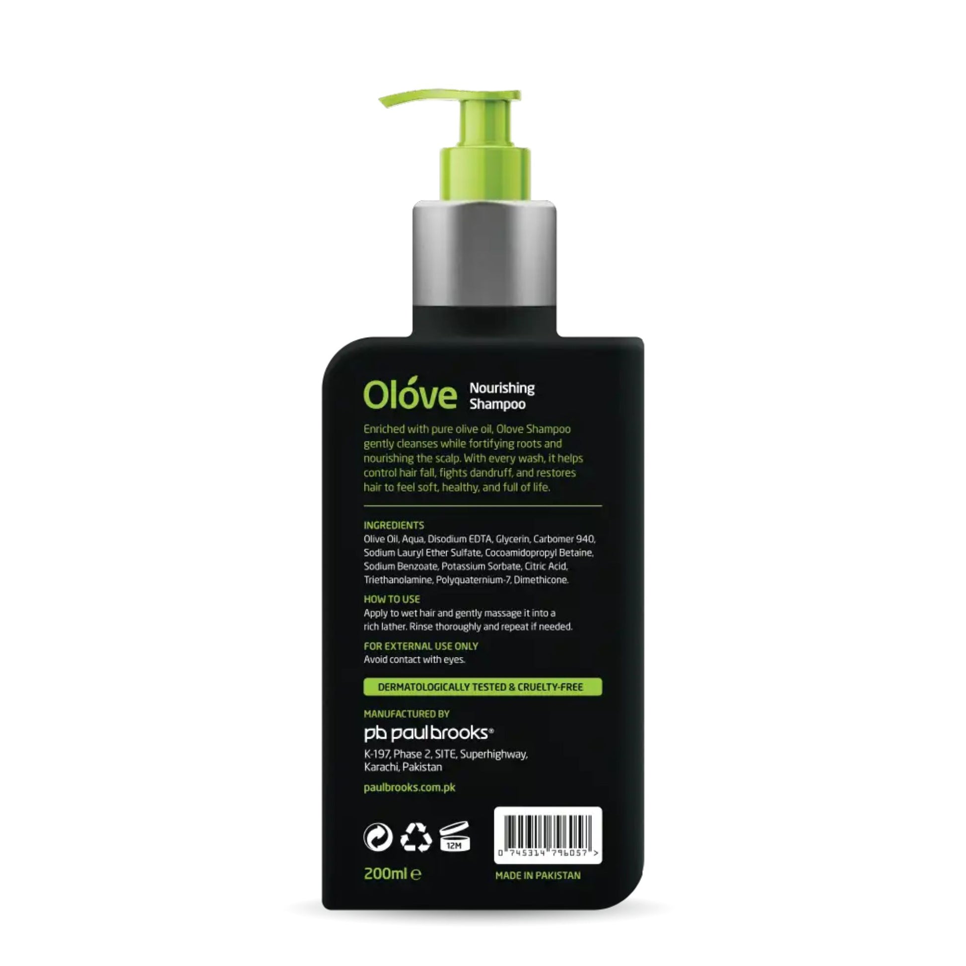Paul Brooks Olóve Nourishing Shampoo with Pure Olive Oil - 200ml