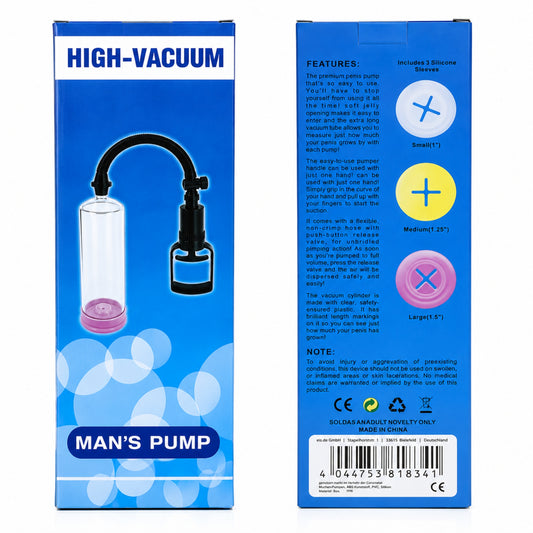 Penis Enlargement High Vacuum Pump with 3 Silicone Sleeves