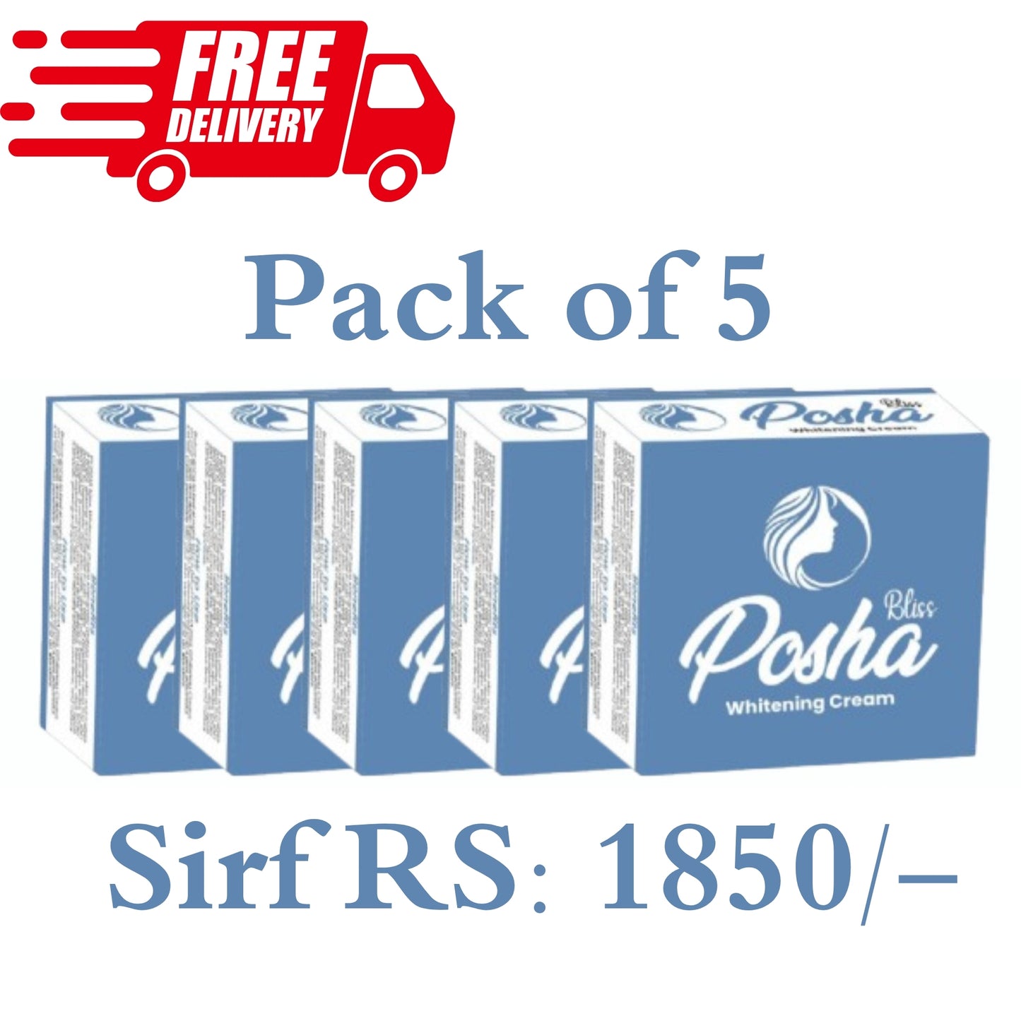 Posha Bliss Whitening Cream Pack of 5 - Mega Saver