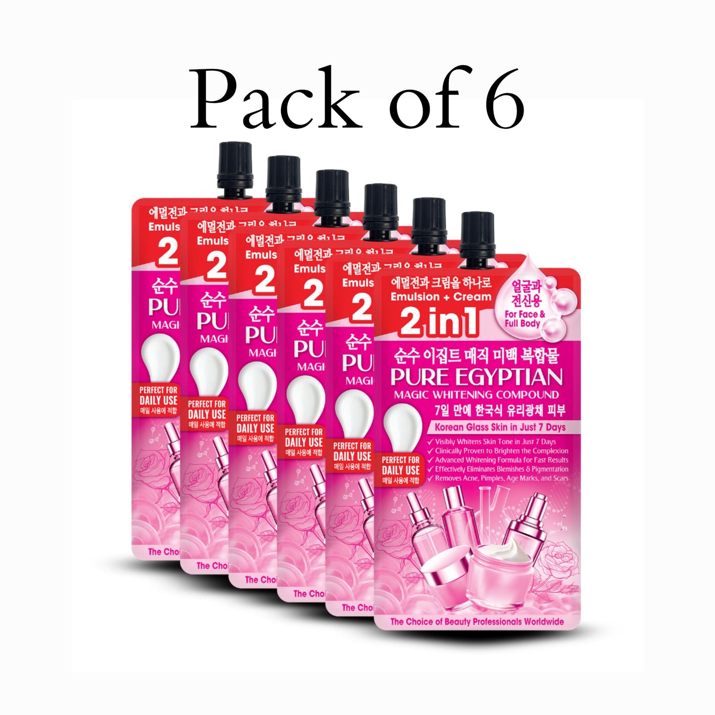 Pack of 6 Pure Egyptian skincare products on a white background