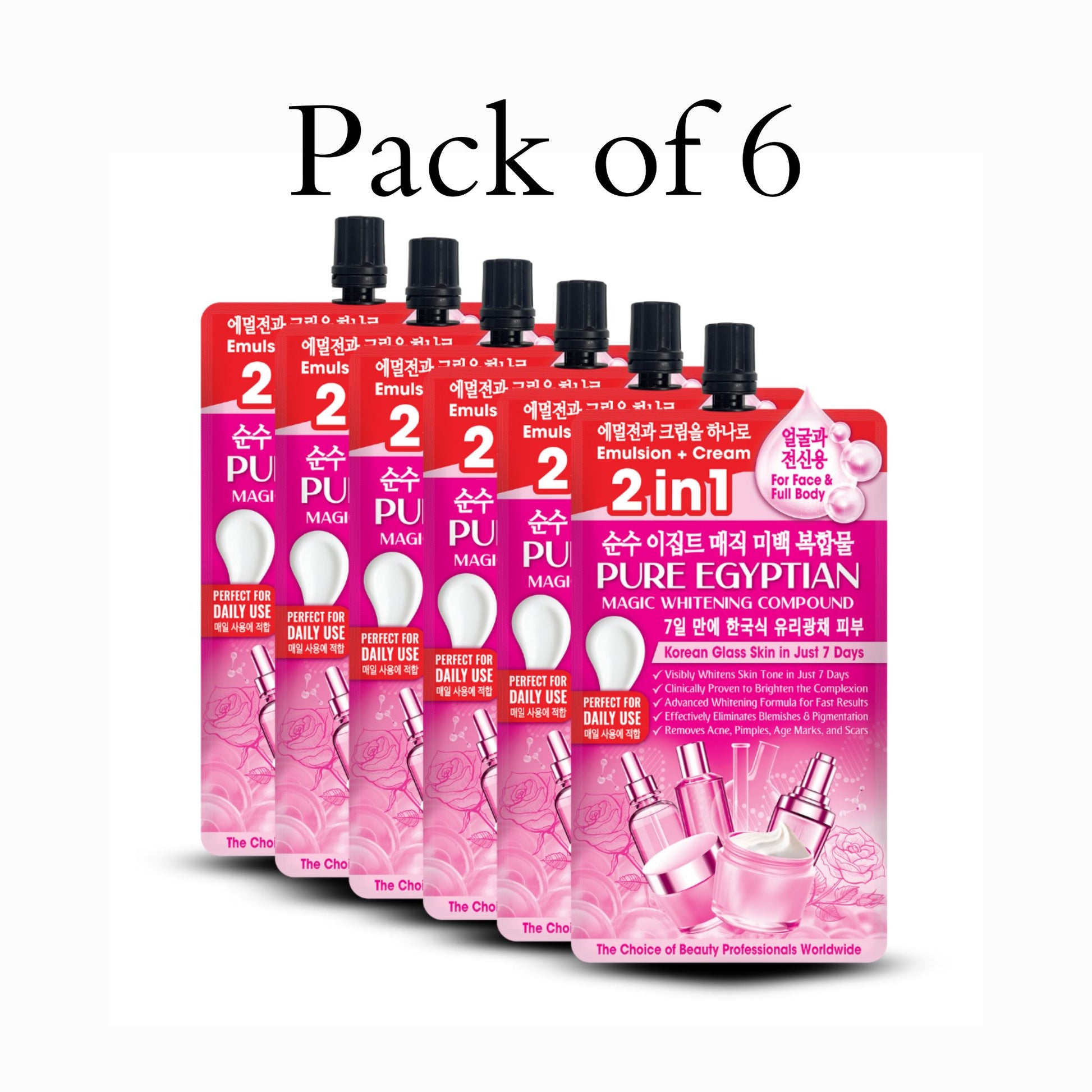 Pack of 6 Pure Egyptian skincare products on a white background