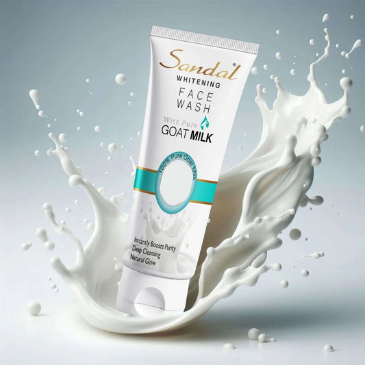 Sandal Goat Milk Face Wash - Gentle Whitening Cleanser for Soft & Glowing Skin