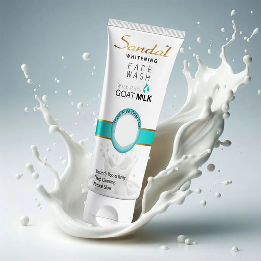 Sandal Goat Milk Face Wash - Gentle Whitening Cleanser for Soft & Glowing Skin