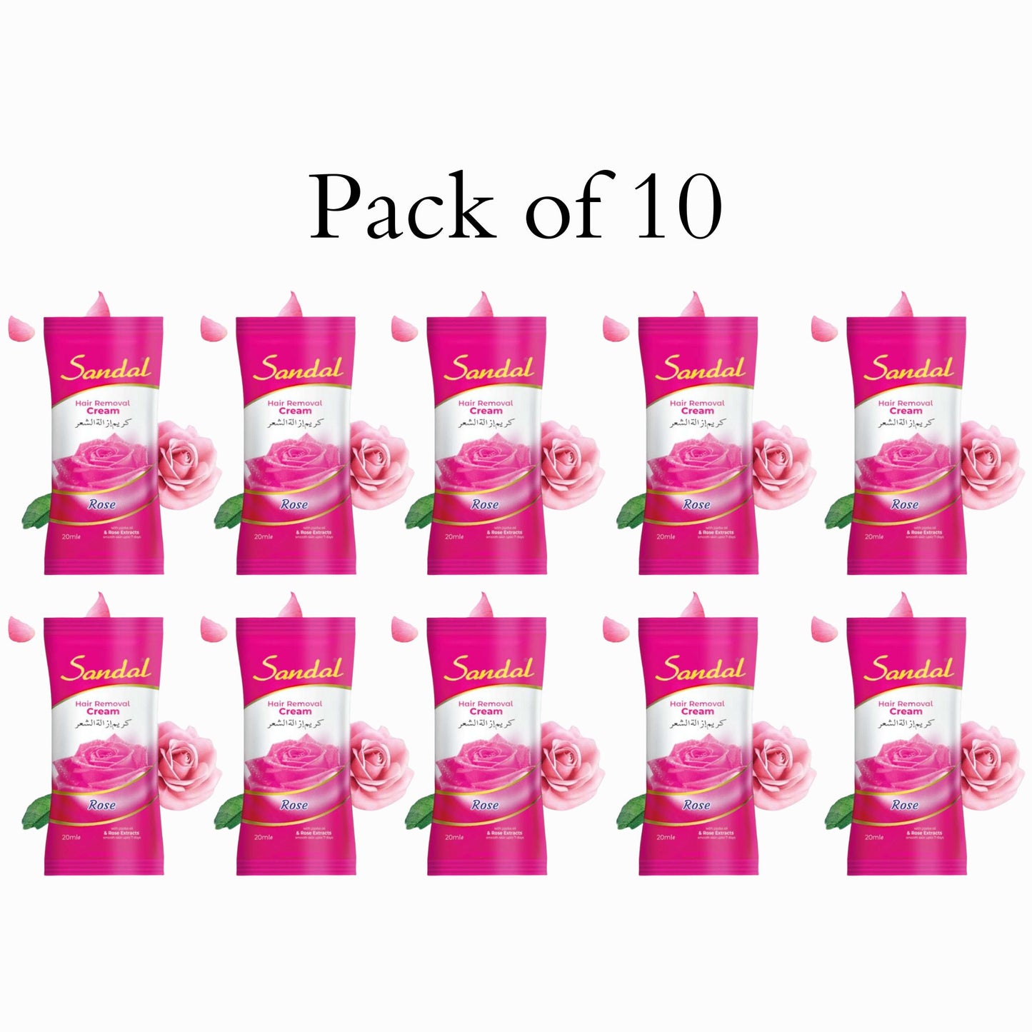 Sandal Hair Removal Cream Rose Pack of 10 for Smooth Skin