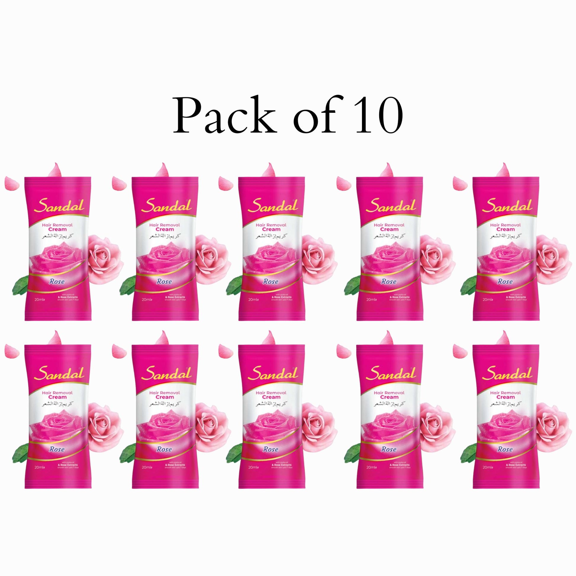 Sandal Hair Removal Cream Rose Pack of 10 for Smooth Skin