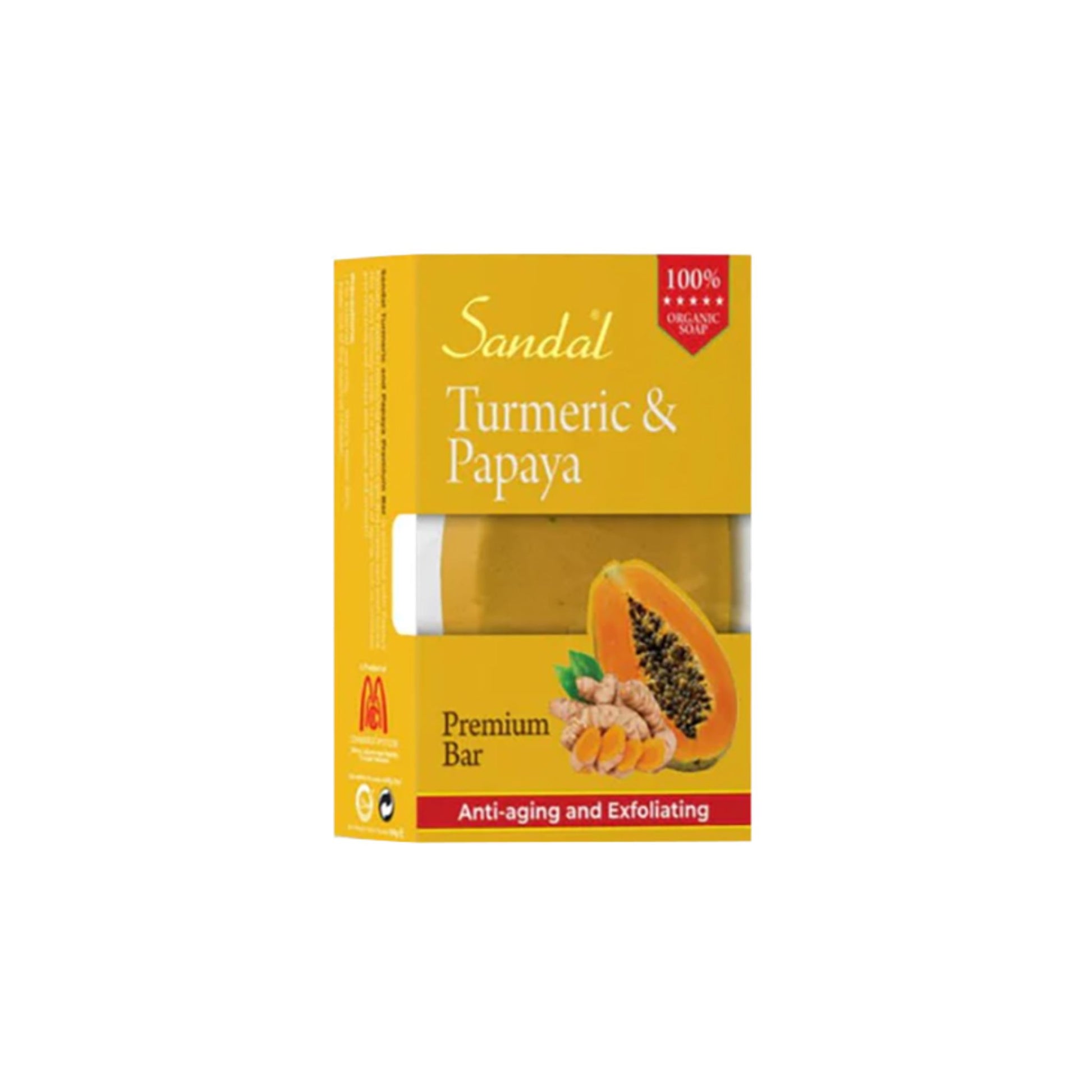 Sandal Turmeric & Papaya Soap Bar for Brightening & Exfoliating Skin