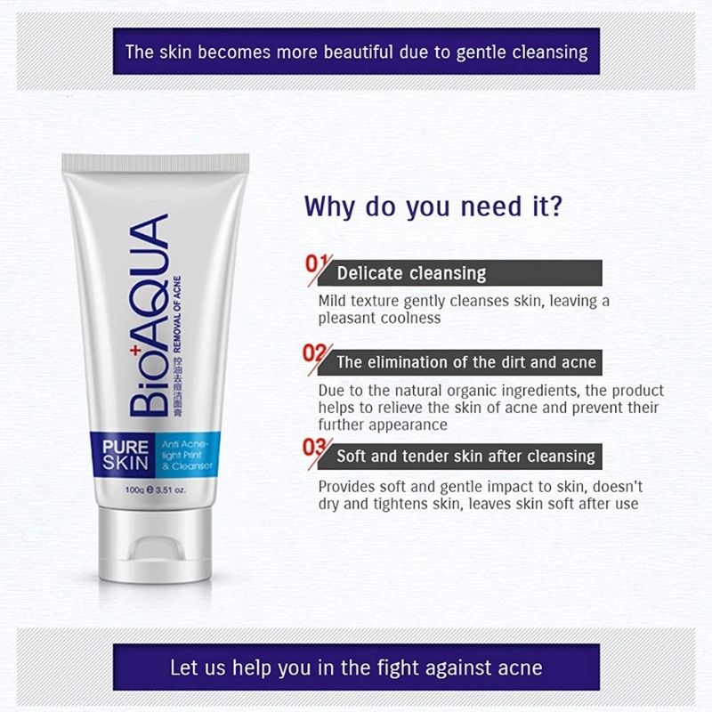 BIOAQUA Pure Skin Anti Acne Light Print Cleanser Best Acne Treatment
