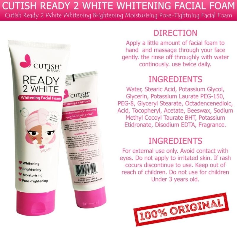 CUTISH Ready 2 White Whitening Facial Foam