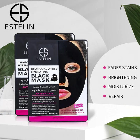 Estelin Charcoal White Hydrating Black Mask Acne Moisturizing Skin