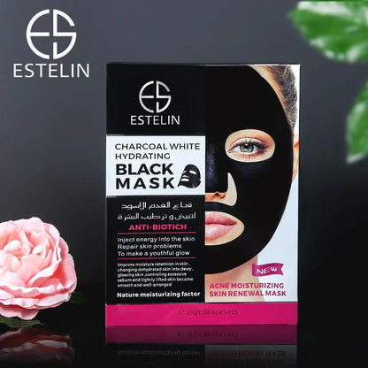 Estelin Charcoal White Hydrating Black Mask Acne Moisturizing Skin