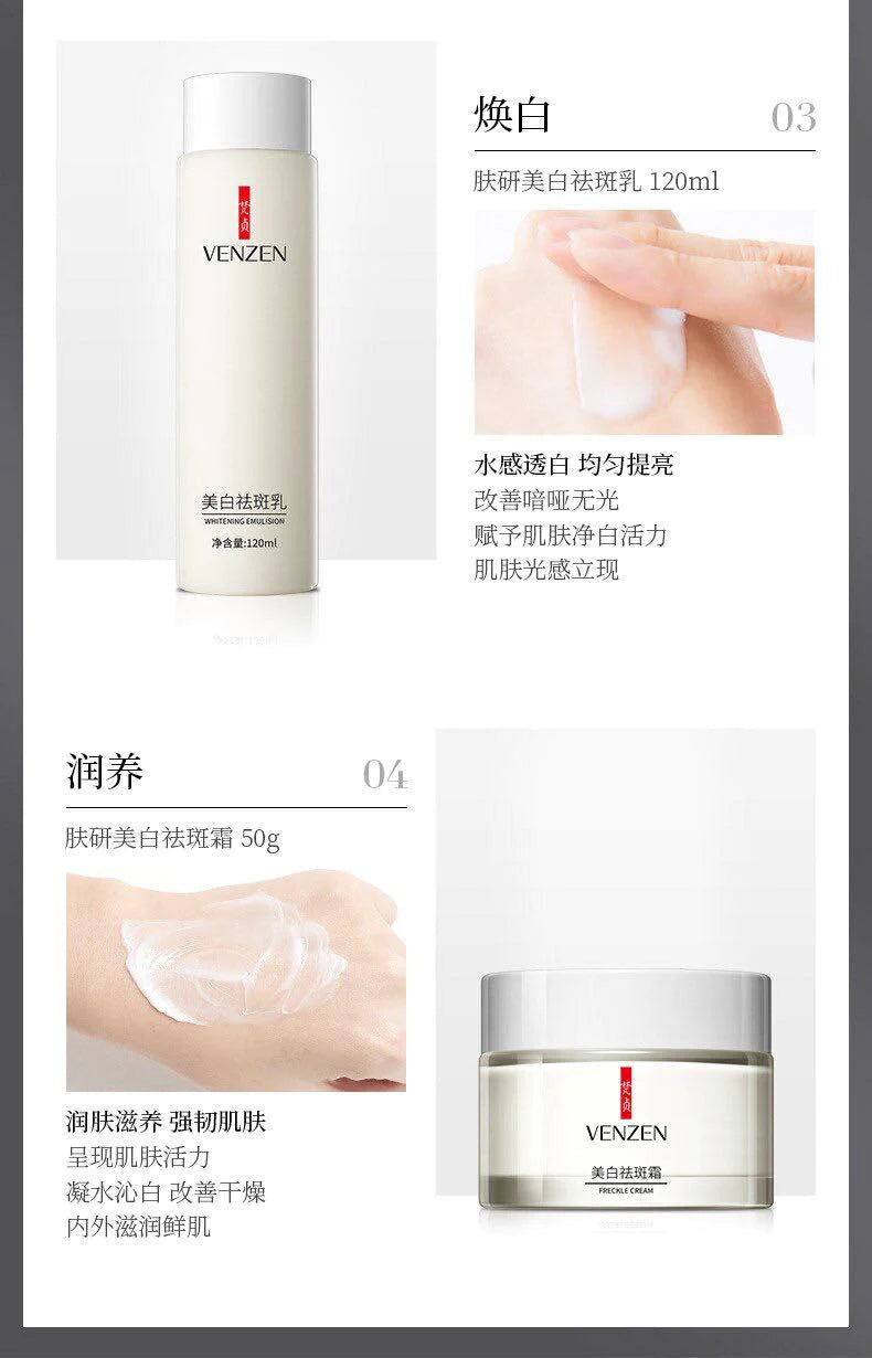 VENZEN 4 In 1 Anti Freckle Skin Car Face Cream , Serum , Toner & Lotion Gift Box - FZ55748