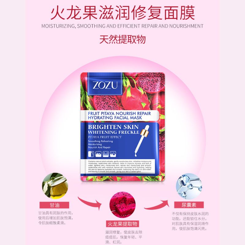ZOZU Fruit Sheet Mask Skin Care Korean Facial Mask Anti-Aging Oil-Control (3 ZOZU Fruit Mask) 3 Pcs